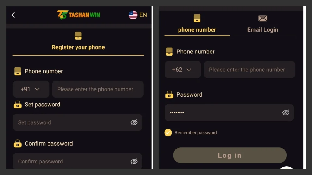 Tashan Win Login and Register